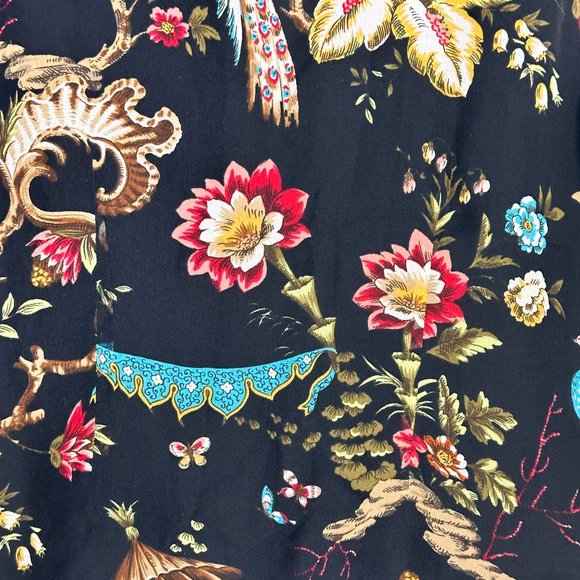 Anne Carson Silk Black Floral Ruffle Sequin Front Tie Sleeveless Blouse M - Picture 5 of 8